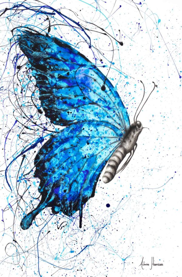 Ashvin Harrison Art- Blue Butterfly Rains