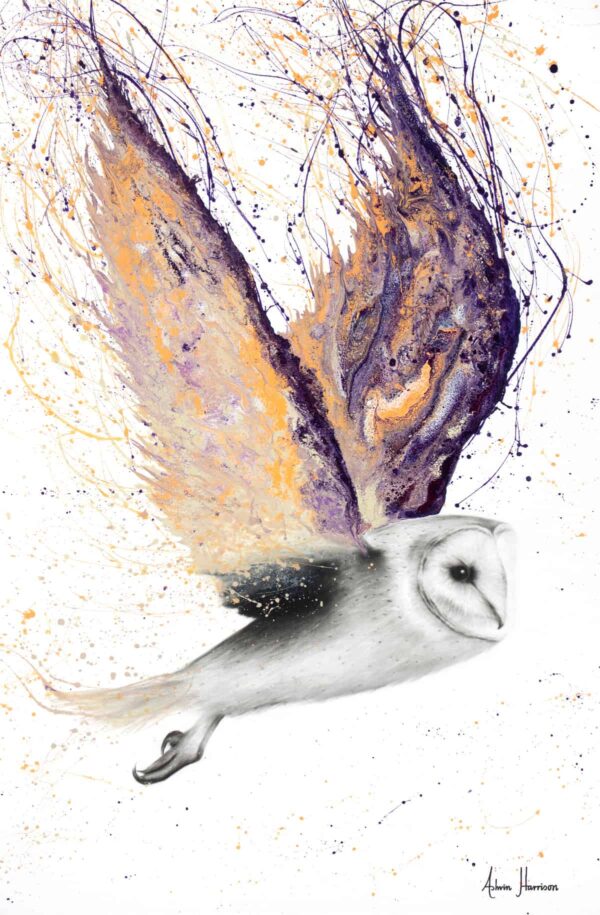 Ashvin Harrison Art- Opal Winged Owl- Bird Painting Commission