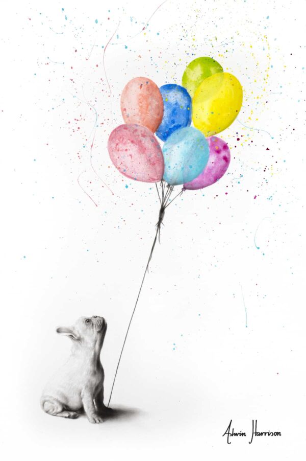 Ashvin Harrison Art- The French Bulldog And The Balloons
