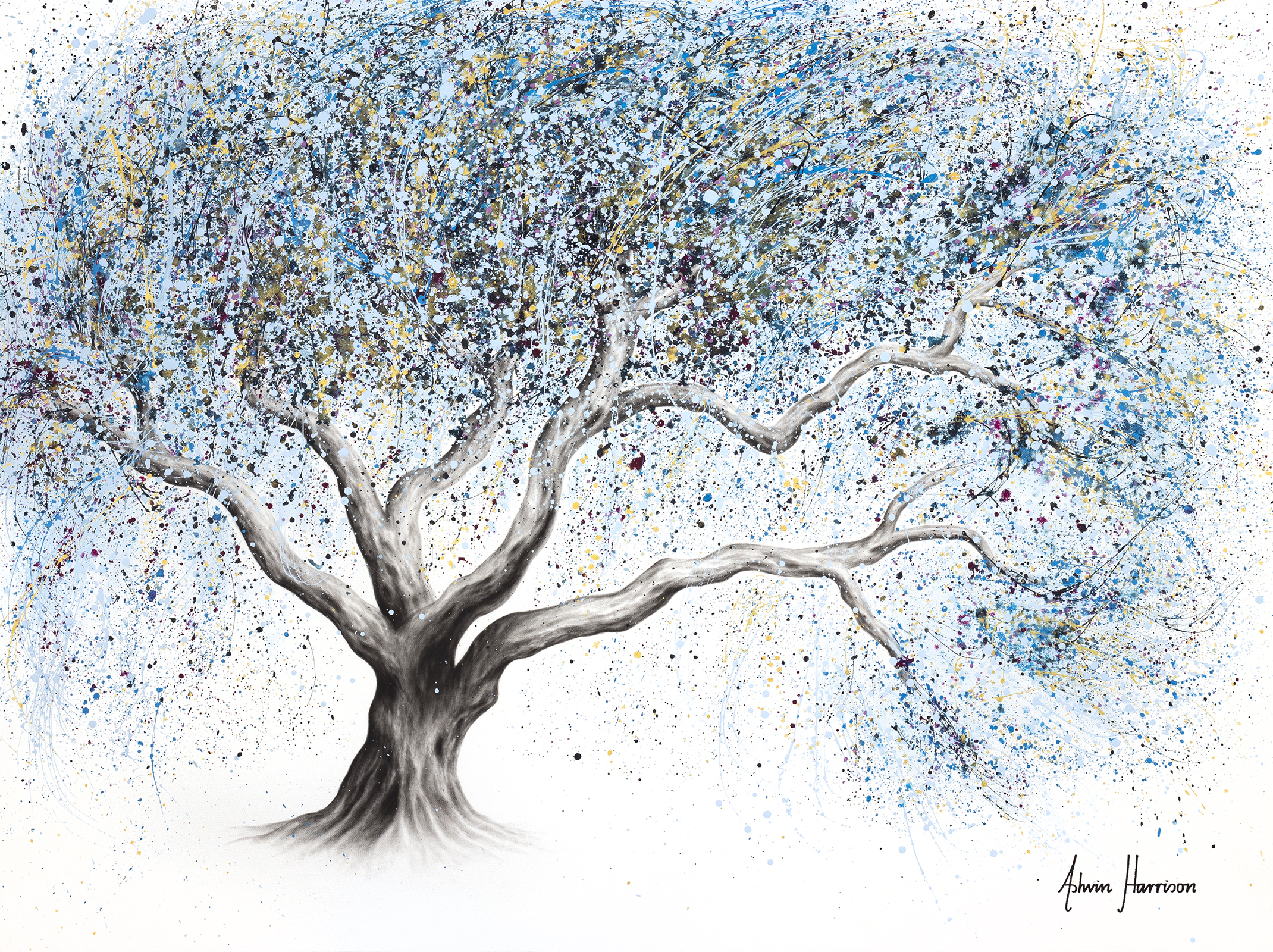 Canvas Print Australia Tree Art Painting signed Landscape floral flower blue 