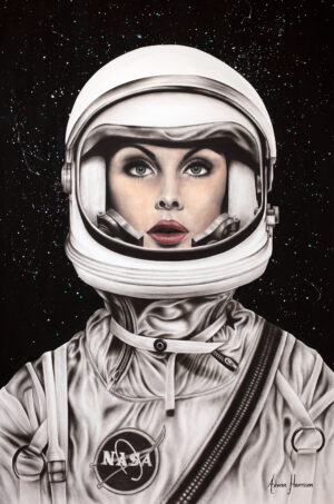 Ashvin Harrison Art - Jean Shrimpton Astronaut Artwork Poster- Her Space