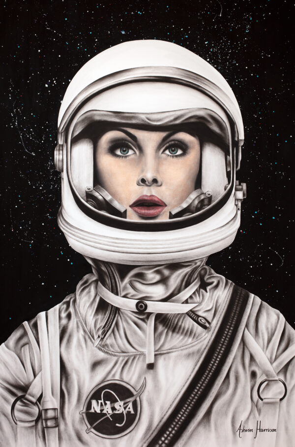 Ashvin Harrison Art - Jean Shrimpton Astronaut Artwork Poster- Her Space