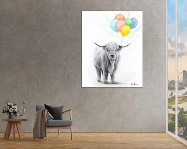 Ashvin Harrison Art- On the wall 2 The Highland Cow and The Balloons 4