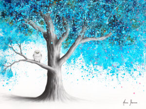 Ashvin Harrison Art- Happy Fluffy in Moonlight Tree