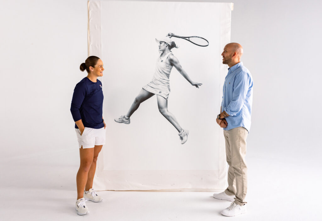 Ashvin Harrison and Ash Barty Wimbledon Portrait Artwork for Rado Make a Wish Foundation Australian Open Event 10