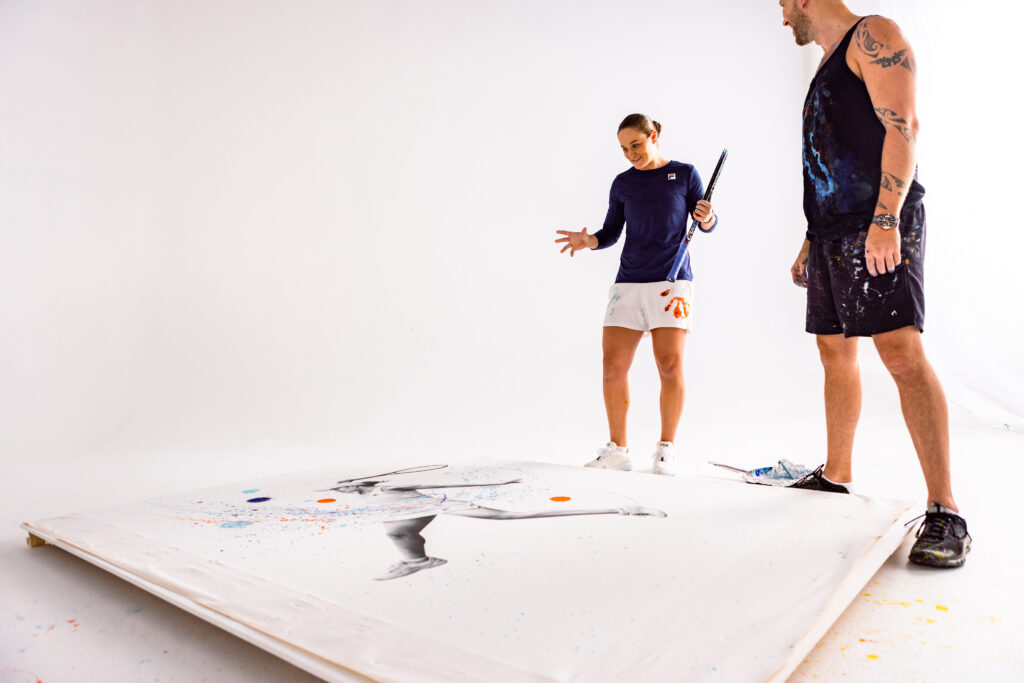 Ashvin Harrison and Ash Barty Wimbledon Portrait Artwork for Rado Make a Wish Foundation Australian Open Event 40